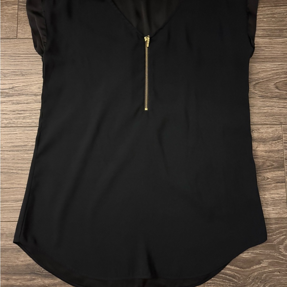 Express Elegant Black Top with Gold Accent